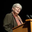 Jessie Ann Owens speaks at podium, ˽̳ Davis faculty