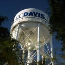 ˽̳ Davis water tower with tree greenery foreground